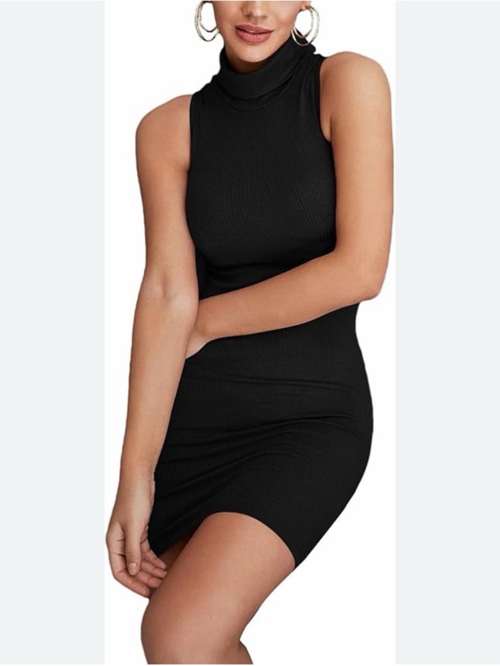 NWT Sleeveless Turtleneck Mini Ribbed Bodycon Dress